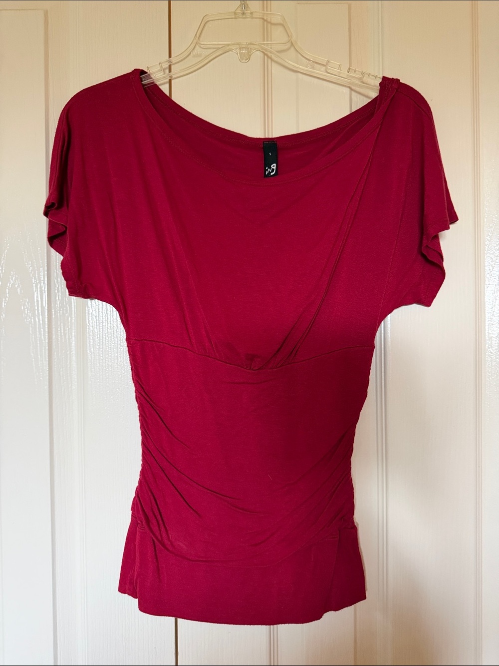 Ing Berry Red Long Sleeve Scoop Neck Dress